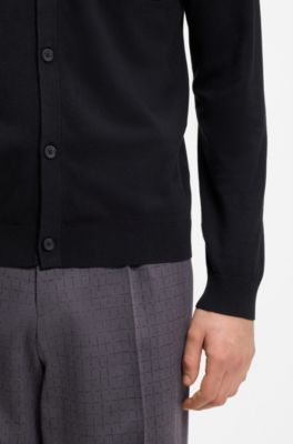 Chaqueta de punto regular fit con detalles de canal&eacute;, Azul oscuro