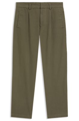 Pantalon moderne en twill de coton m&eacute;lang&eacute;, Chaux