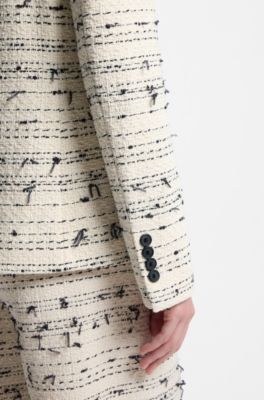 Regular-fit blazer in striped cotton-blend tweed, Patterned