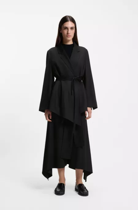 Relaxed-fit trousers in wool-blend gabardine