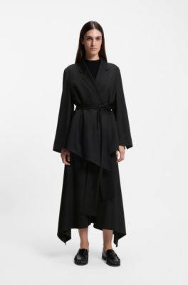 Relaxed-fit trousers in wool-blend gabardine, Black