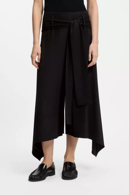 Relaxed-fit trousers in wool-blend gabardine