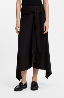 Relaxed-fit trousers in wool-blend gabardine, Black