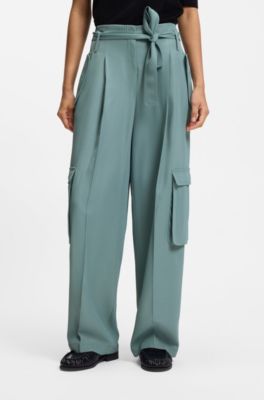 Relaxed-fit trousers in drapey twill, Blue