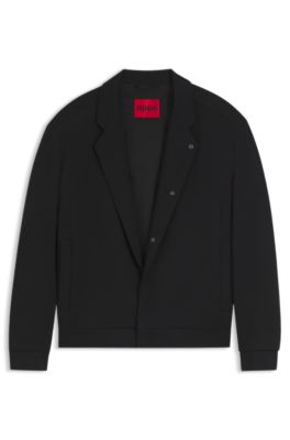 Slim-fit jacket in cotton-blend jersey, Black