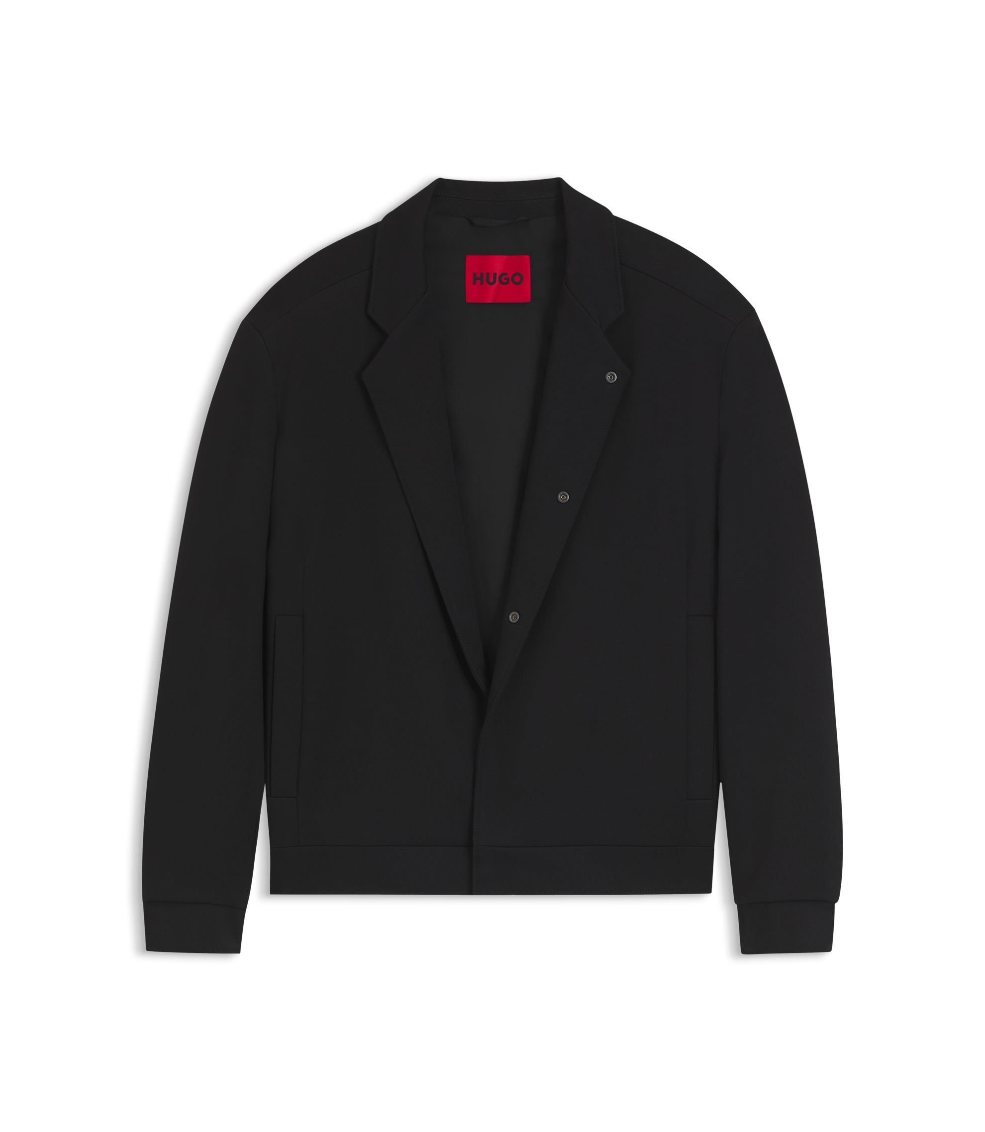 HUGO - Slim-fit jacket in cotton-blend jersey - Black
