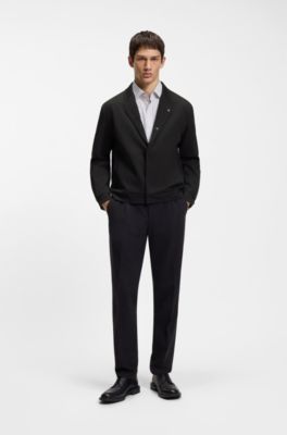 Veste Slim en jersey de coton m&eacute;lang&eacute;, Noir