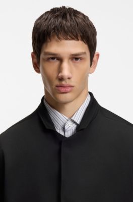 Veste Slim en jersey de coton m&eacute;lang&eacute;, Noir