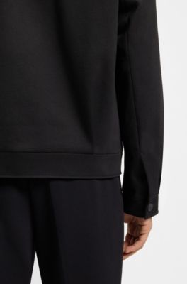 Veste Slim en jersey de coton m&eacute;lang&eacute;, Noir