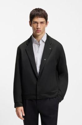 Veste Slim en jersey de coton m&eacute;lang&eacute;, Noir