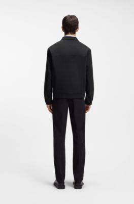 Slim-fit jacket in cotton-blend jersey, Black