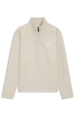 Cotton-blend sweatshirt with tennis-themed logo, Light Beige