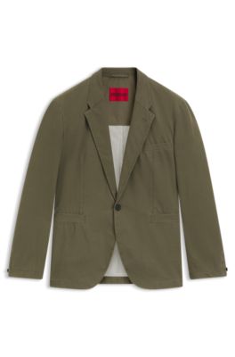 Modern-fit jacket in cotton-blend twill, Light Green