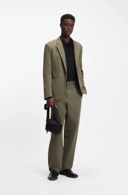 Modern-fit jacket in cotton-blend twill