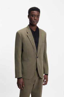 Modern-fit jacket in cotton-blend twill, Light Green