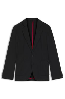 Melange slim-fit jacket in a cotton blend, Black