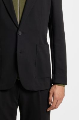 Melange slim-fit jacket in a cotton blend, Black