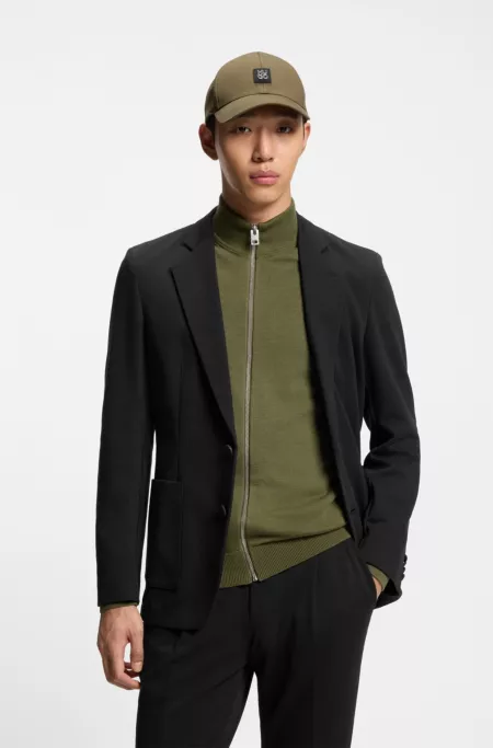 Melange slim-fit jacket in a cotton blend