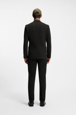 Melange slim-fit jacket in a cotton blend, Black