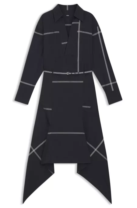 Checked shirt dress in cotton canvas
