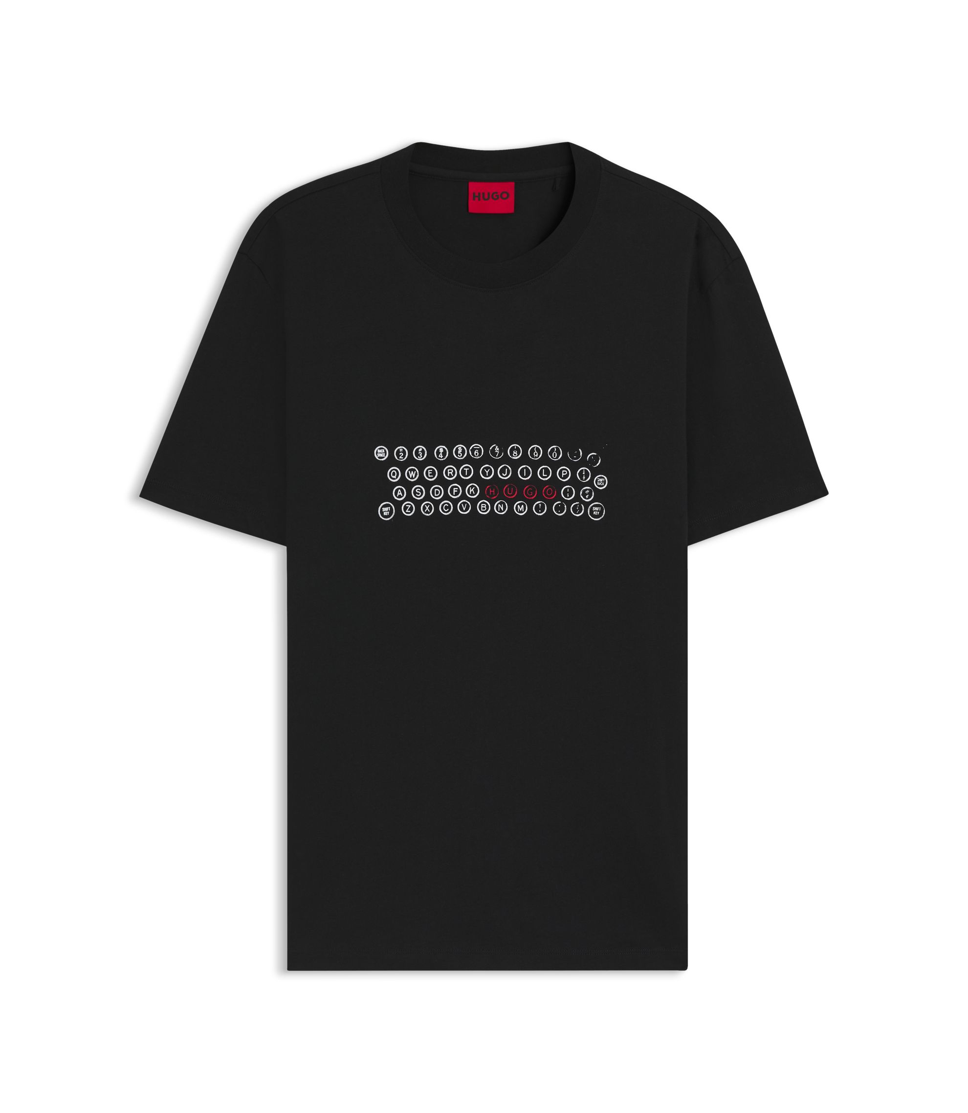 HUGO - Printed-artwork T-shirt in cotton jersey - Black