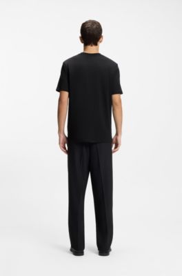 Camiseta de punto de algod&oacute;n con ilustraci&oacute;n de perro, Negro