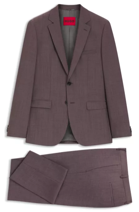 Two-piece extra-slim-fit suit in wool-blend poplin