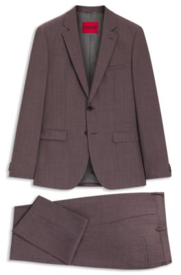 Two-piece extra-slim-fit suit in wool-blend poplin, Light Brown