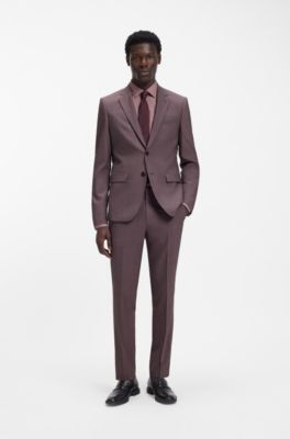 Traje extra slim fit de popel&iacute;n de mezcla de lana, Marr&oacute;n claro