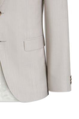 Extra-slim-fit suit in wool-blend poplin, Light Beige