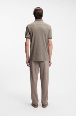 Polo BOSS x ASTON MARTIN de piqu&eacute; de algod&oacute;n y seda, Gris claro