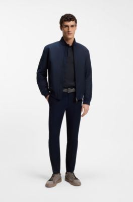 Polo BOSS x ASTON MARTIN de piqu&eacute; de algod&oacute;n y seda, Azul oscuro