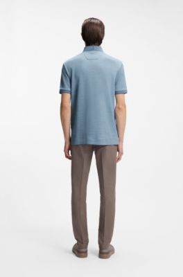 Polo BOSS x ASTON MARTIN de piqu&eacute; de algod&oacute;n y seda, Celeste