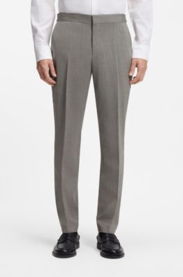 Three-piece slim-fit suit in wool-blend poplin, Light Green