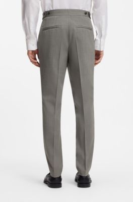 Three-piece slim-fit suit in wool-blend poplin, Light Green