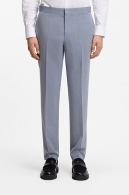 Costume Slim trois pi&egrave;ces en popeline de laine m&eacute;lang&eacute;e, bleu clair