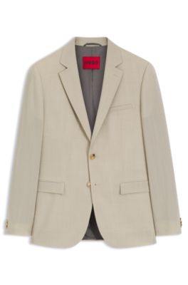 Extra-slim-fit suit jacket in wool-blend poplin, Beige