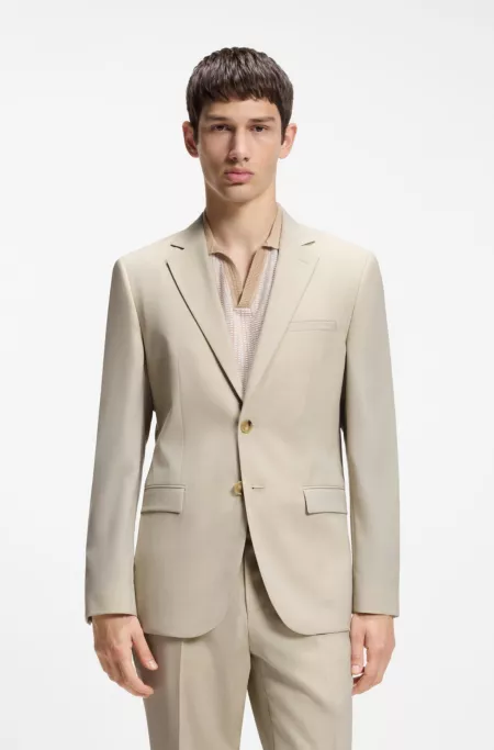 Extra-slim-fit suit jacket in wool-blend poplin