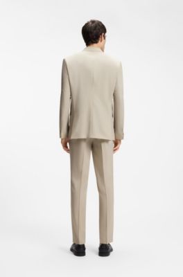 Extra-slim-fit suit jacket in wool-blend poplin, Beige