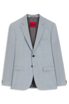 Extra-slim-fit suit jacket in wool-blend poplin, Light Blue