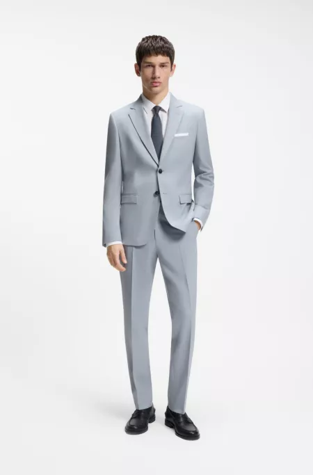 Extra-slim-fit suit jacket in wool-blend poplin