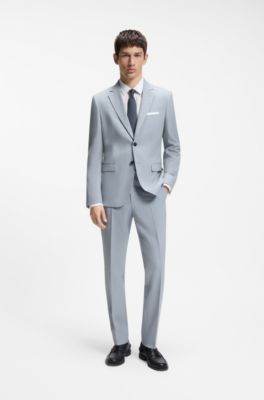 Extra-slim-fit suit jacket in wool-blend poplin, Light Blue