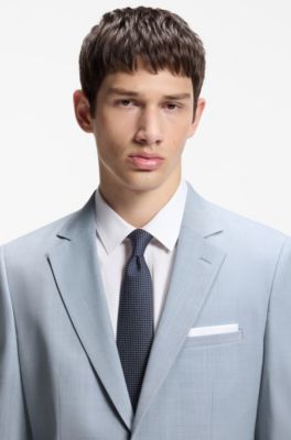 Extra-slim-fit suit jacket in wool-blend poplin, Light Blue