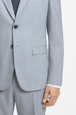 Extra-slim-fit suit jacket in wool-blend poplin, Light Blue