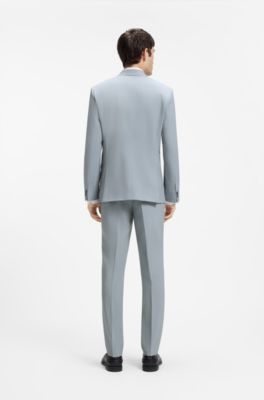 Extra-slim-fit suit jacket in wool-blend poplin, Light Blue
