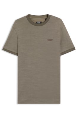 Camiseta BOSS x ASTON MARTIN en jacquard de lana y algod&oacute;n, Gris claro