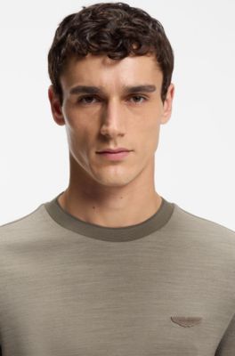 Camiseta BOSS x ASTON MARTIN en jacquard de lana y algod&oacute;n, Gris claro