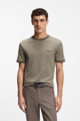 Camiseta BOSS x ASTON MARTIN en jacquard de lana y algod&oacute;n, Gris claro