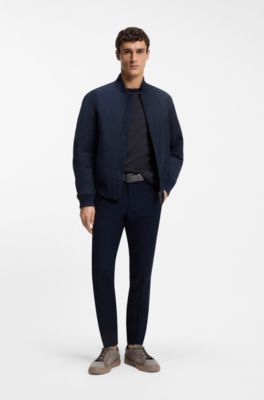 Camiseta BOSS x ASTON MARTIN en jacquard de lana y algod&oacute;n, Azul oscuro