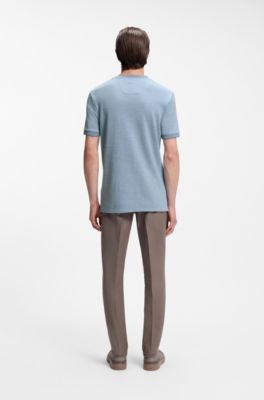 Camiseta BOSS x ASTON MARTIN en jacquard de lana y algod&oacute;n, Celeste